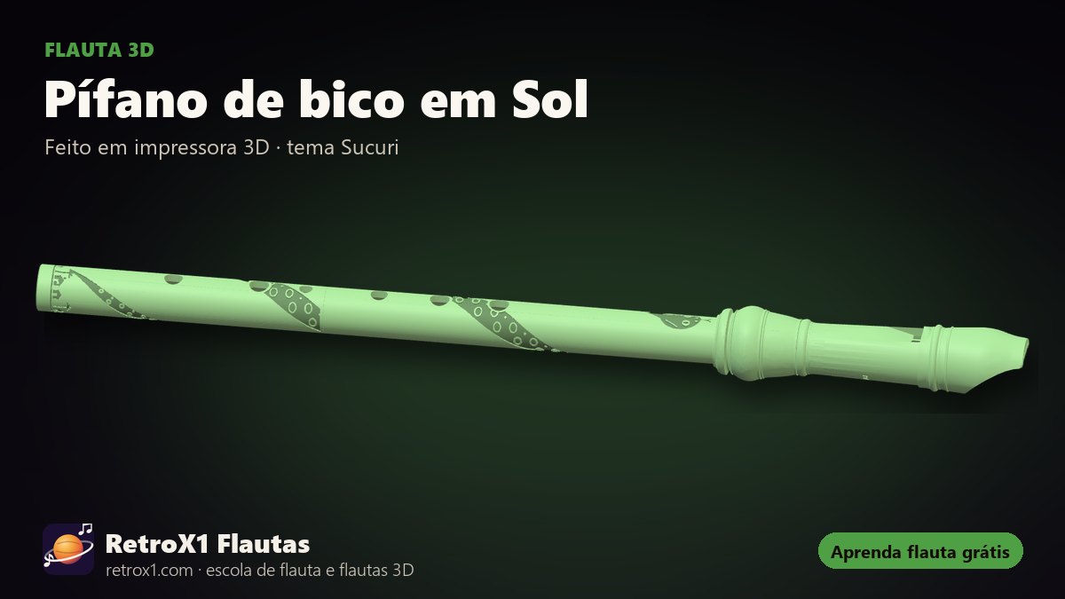 Pífano de bico Sucuri impresso em 3D — flauta 3D RetroX1